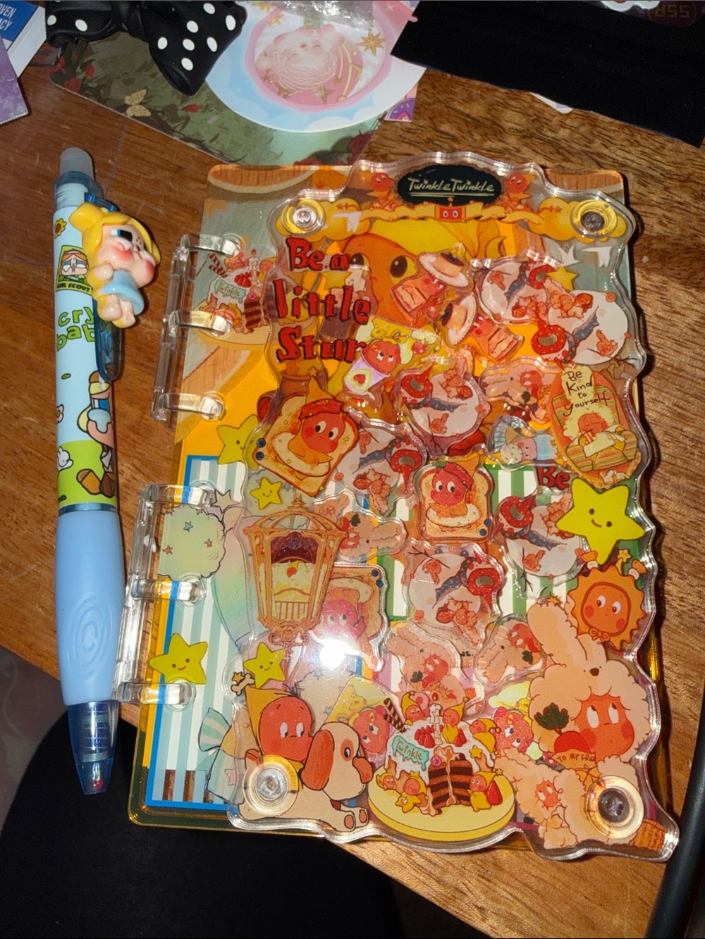 Twinkle Twinkle acrylic shaker notebook and crybaby pen